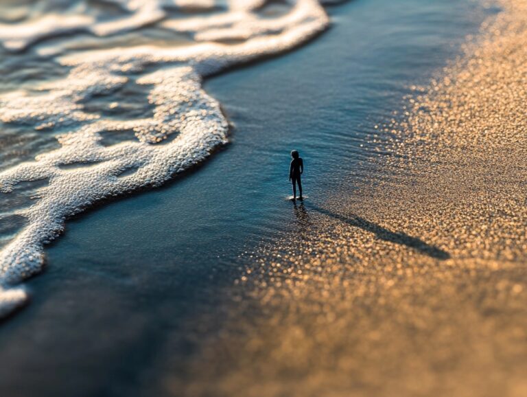 toy figure on the beach