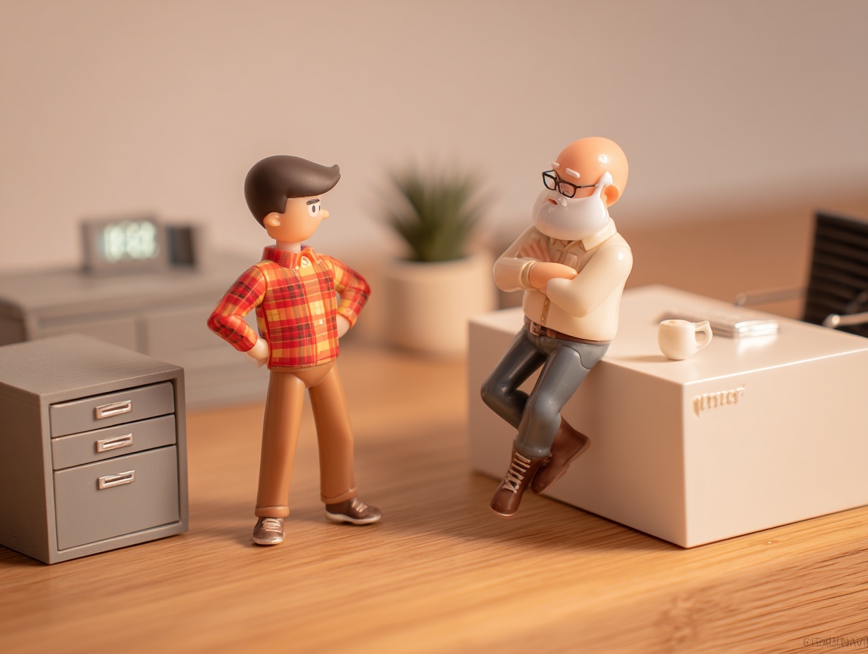 Gen-Z toy speaking to a Gen-X toy