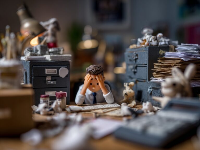 Toy middle manager looking miserable