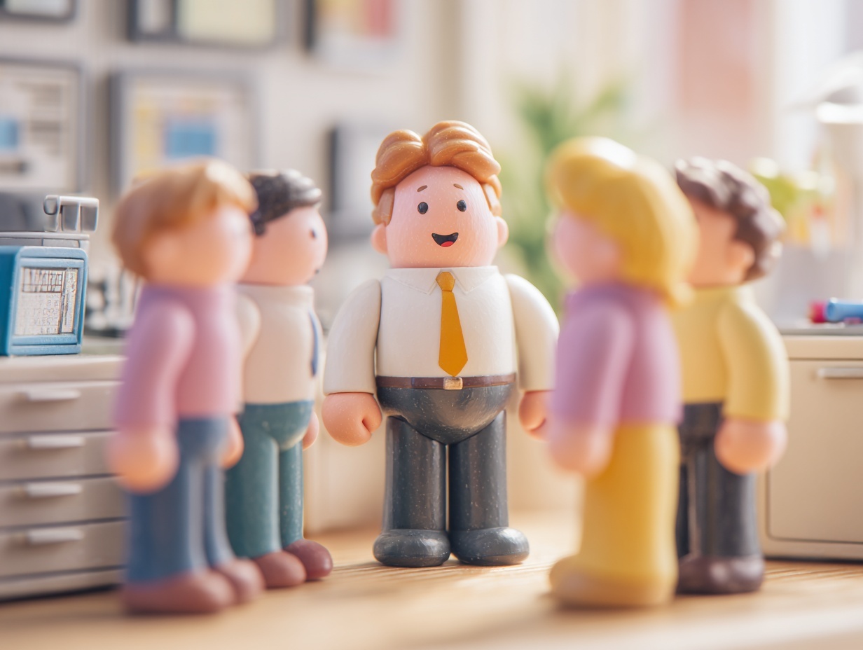 nice leader as a toy in a toy office