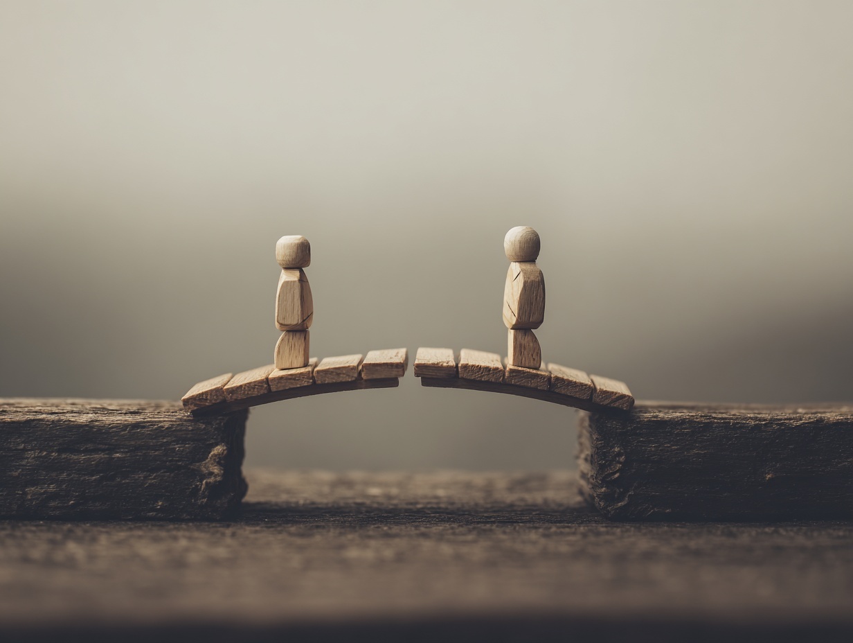 two toy figurines on a bridge