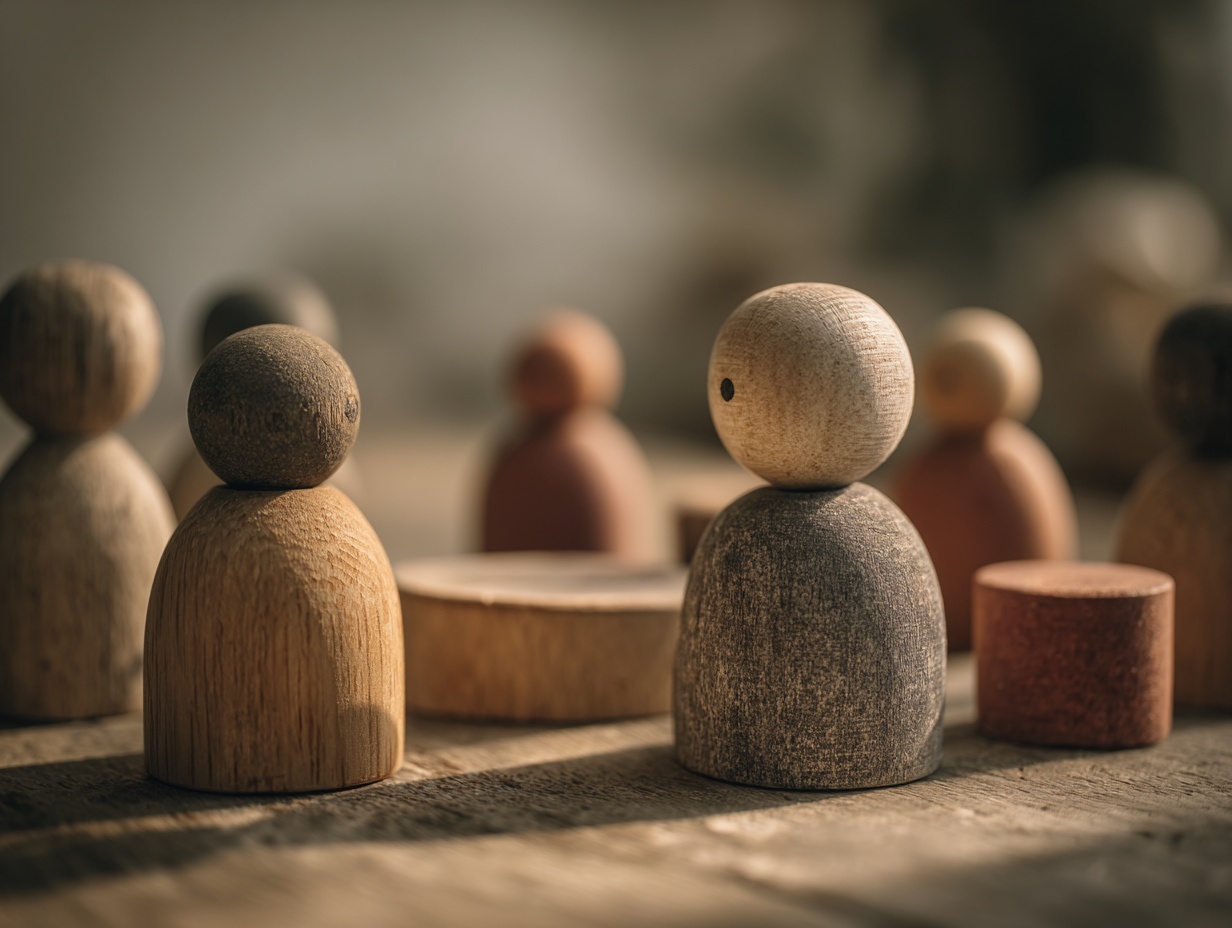 wooden toys in a meeting